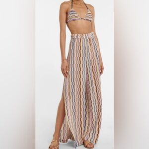 Missoni Zig-Zag Knit Wide-Leg Flare Open Pants Size IT 38 Small